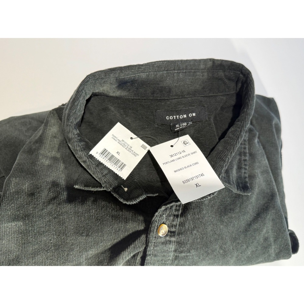 Cotton On  Men's Portland  Long Sleeve Shirt Classic Fit Washed Black Cord sz XL - Picture 5 of 6